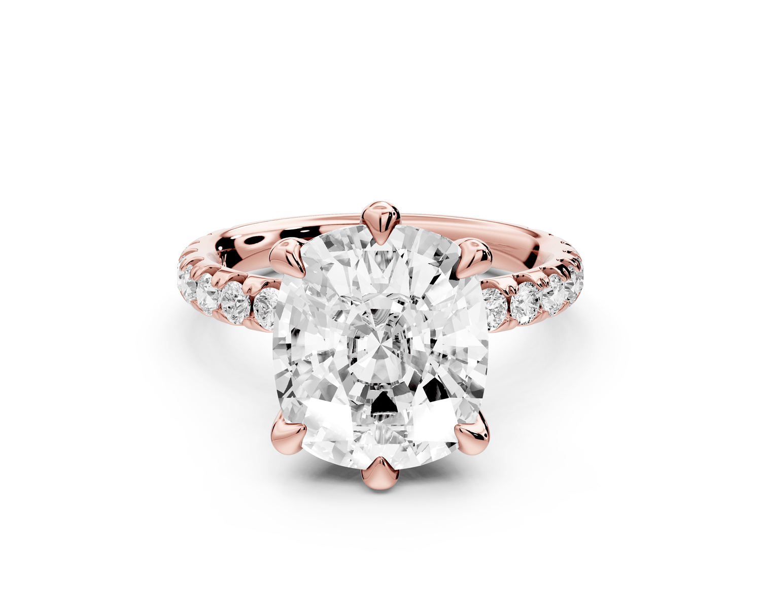 Elise - 5ct 14k rose gold ecushion diamond 6 - Talon Prong Diamond Crown with Pavé Engagement Ring - Mr. Alex Jewelry