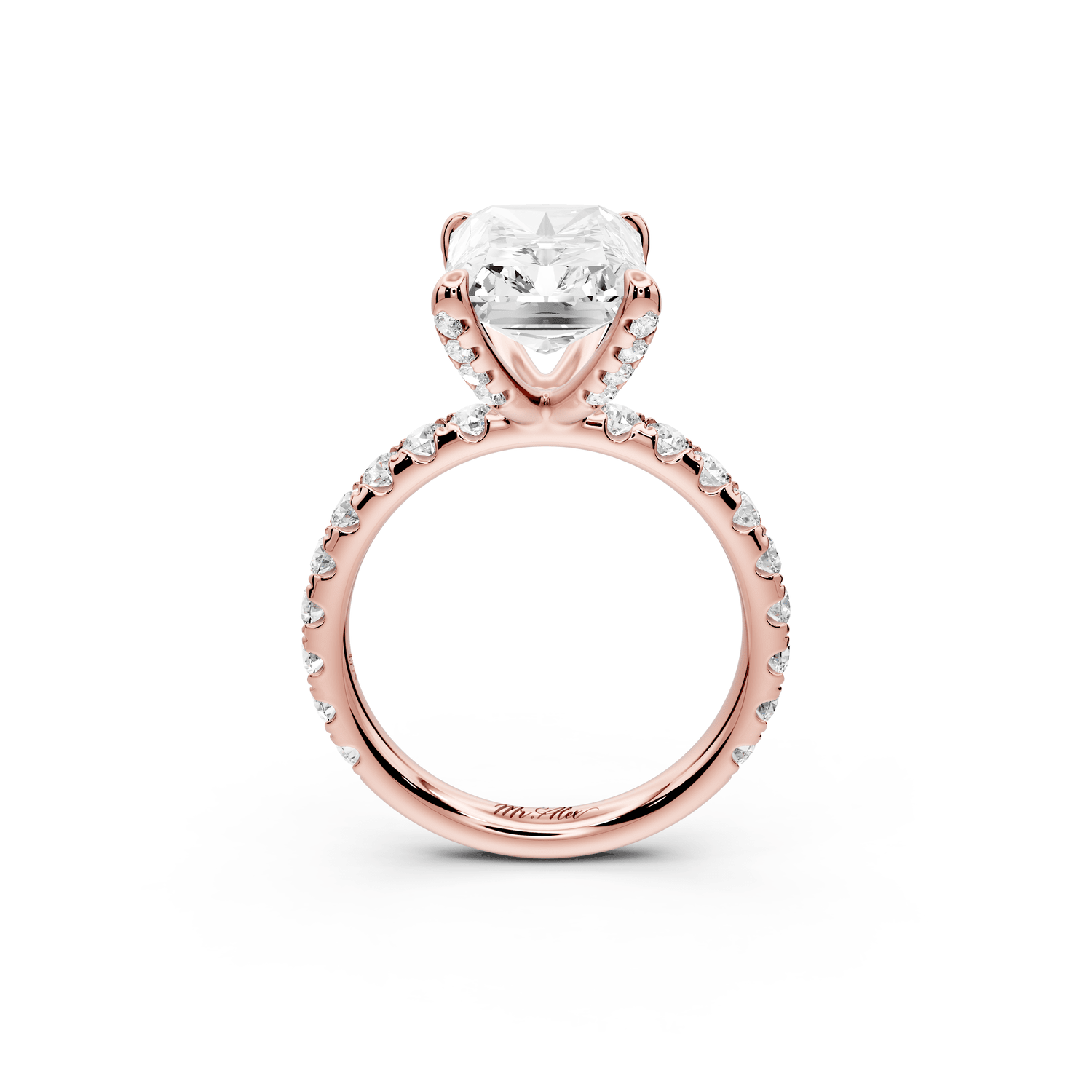 Elise - 5ct 14k rose gold radiant diamond 6 - Talon Prong Diamond Crown with Pavé Engagement Ring - Mr. Alex Jewelry