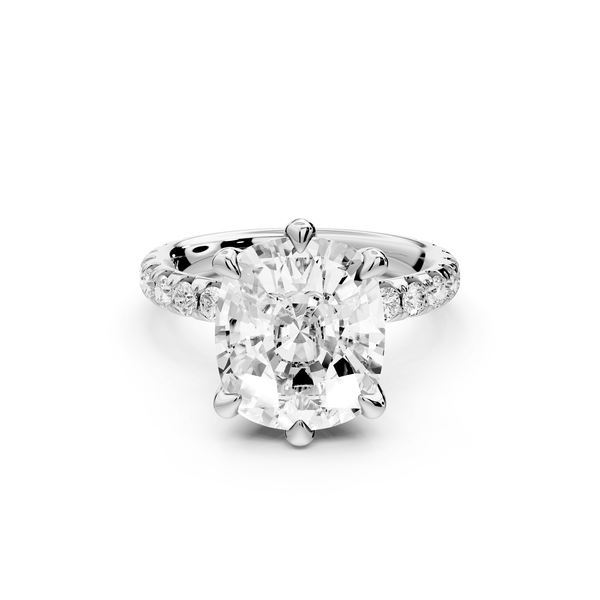 Elise - 5ct 14k white gold ecushion diamond 6 - Talon Prong Diamond Crown with Pavé Engagement Ring - Mr. Alex Jewelry