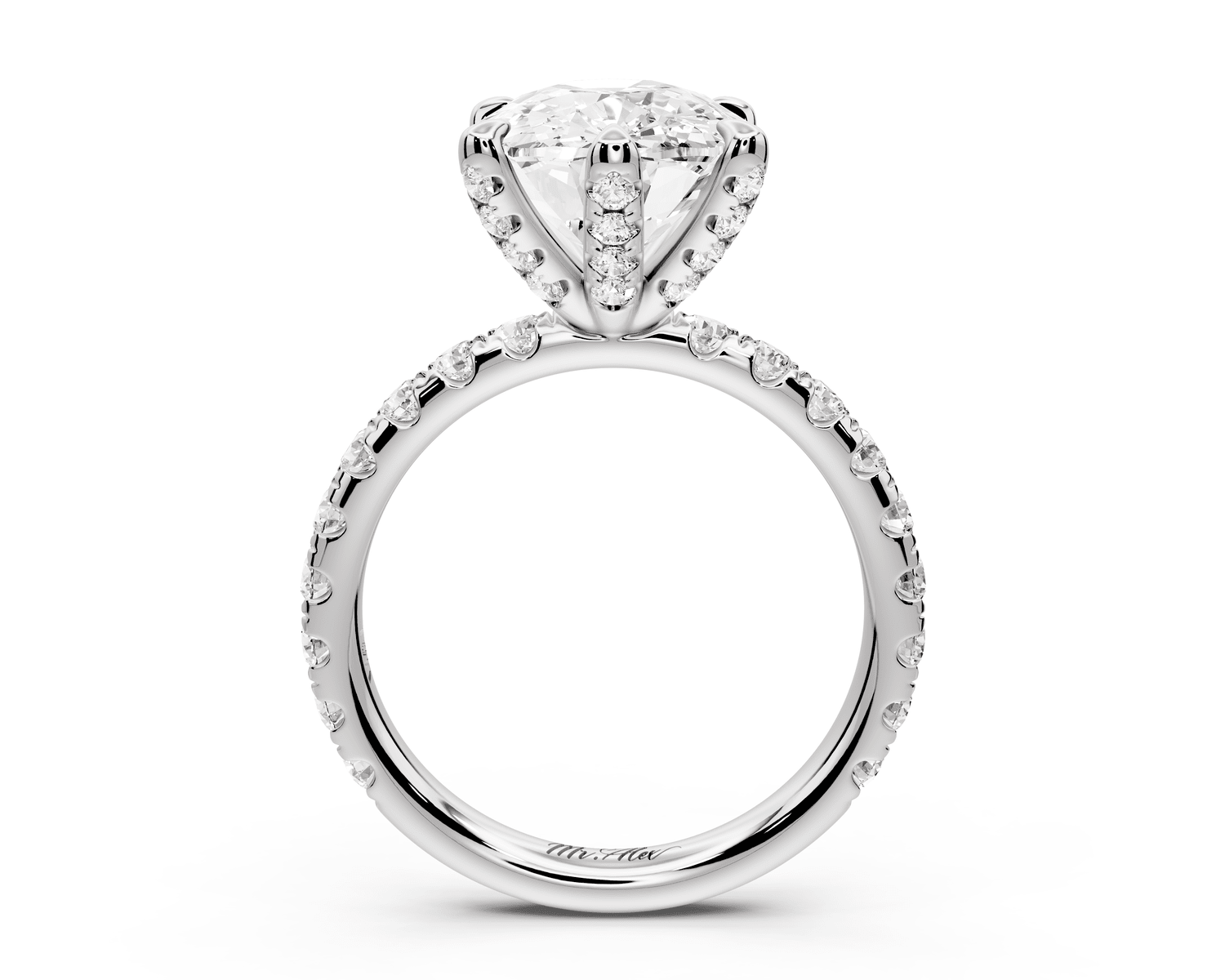 Elise - 5ct 14k white gold ecushion diamond 6 - Talon Prong Diamond Crown with Pavé Engagement Ring - Mr. Alex Jewelry
