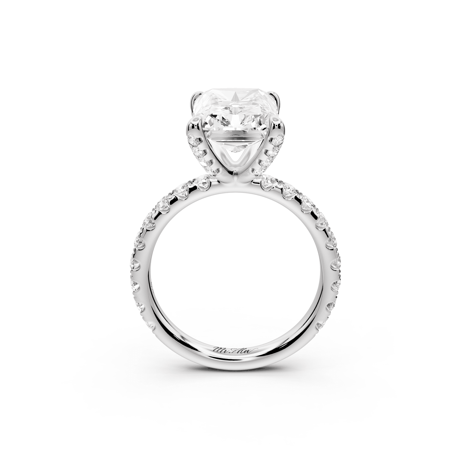 Elise - 5ct 14k white gold radiant diamond 6 - Talon Prong Diamond Crown with Pavé Engagement Ring - Mr. Alex Jewelry