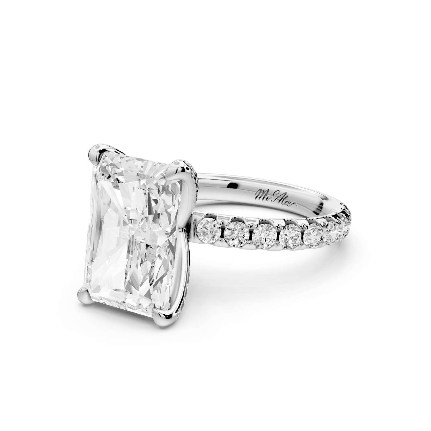Elise - 5ct 14k white gold radiant diamond 6 - Talon Prong Diamond Crown with Pavé Engagement Ring - Mr. Alex Jewelry