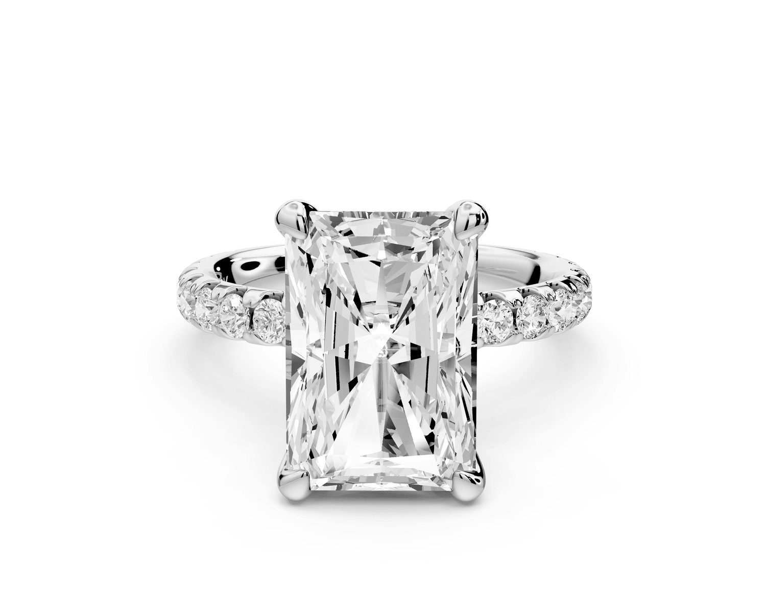 Elise - 5ct 14k white gold radiant diamond 6 - Talon Prong Diamond Crown with Pavé Engagement Ring - Mr. Alex Jewelry