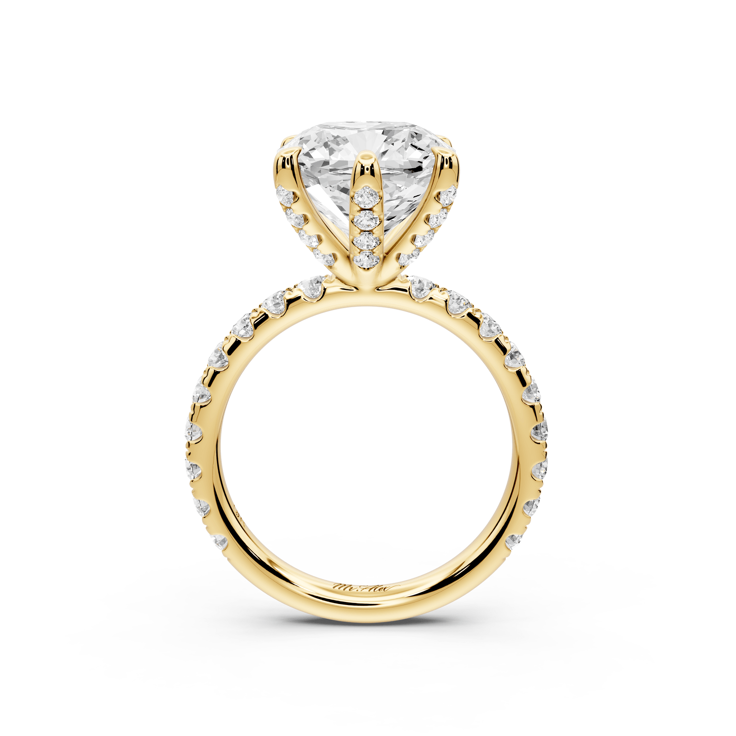 Elise - 5ct 14k yellow gold cushion diamond 6 - Talon Prong Diamond Crown with Pavé Engagement Ring - Mr. Alex Jewelry
