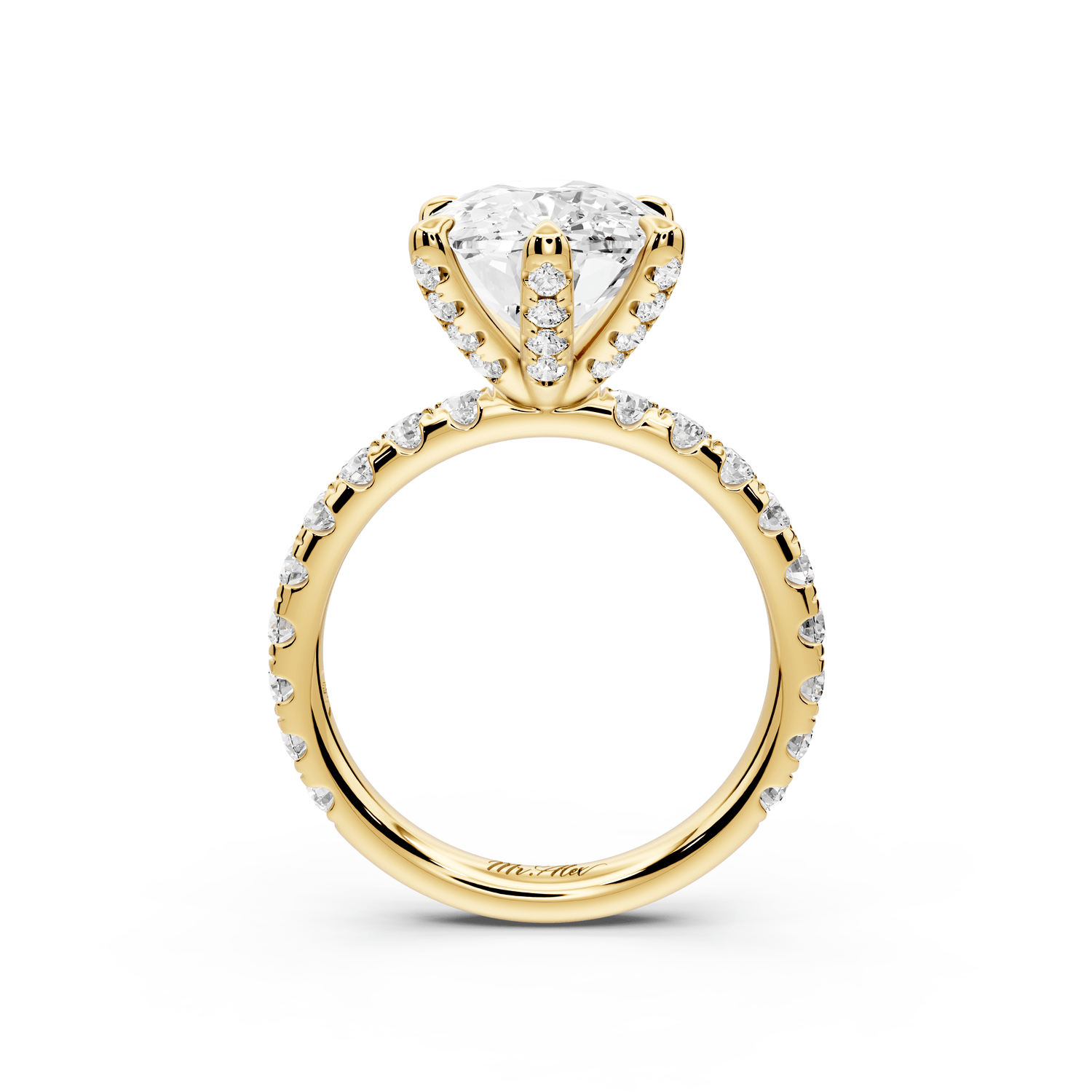 Elise - 5ct 14k yellow gold ecushion diamond 6 - Talon Prong Diamond Crown with Pavé Engagement Ring - Mr. Alex Jewelry