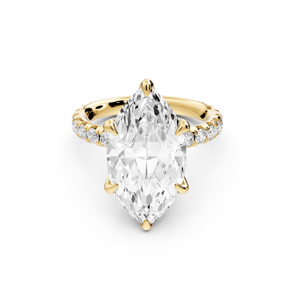 Elise - 5ct 14k yellow gold marquise diamond 6 - Talon Prong Diamond Crown with Pavé Engagement Ring - Mr. Alex Jewelry