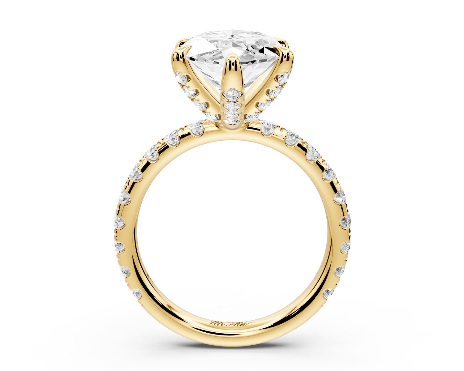 Elise - 5ct 14k yellow gold marquise diamond 6 - Talon Prong Diamond Crown with Pavé Engagement Ring - Mr. Alex Jewelry