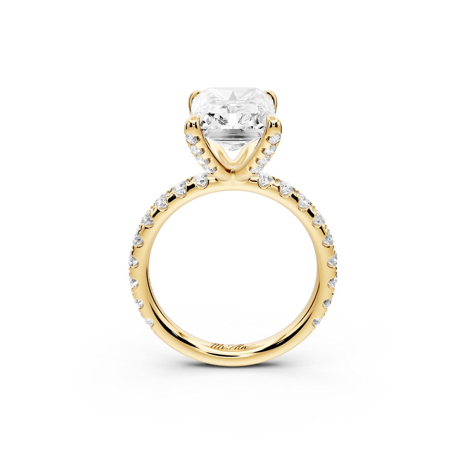 Elise - 5ct 14k yellow gold radiant diamond 6 - Talon Prong Diamond Crown with Pavé Engagement Ring - Mr. Alex Jewelry