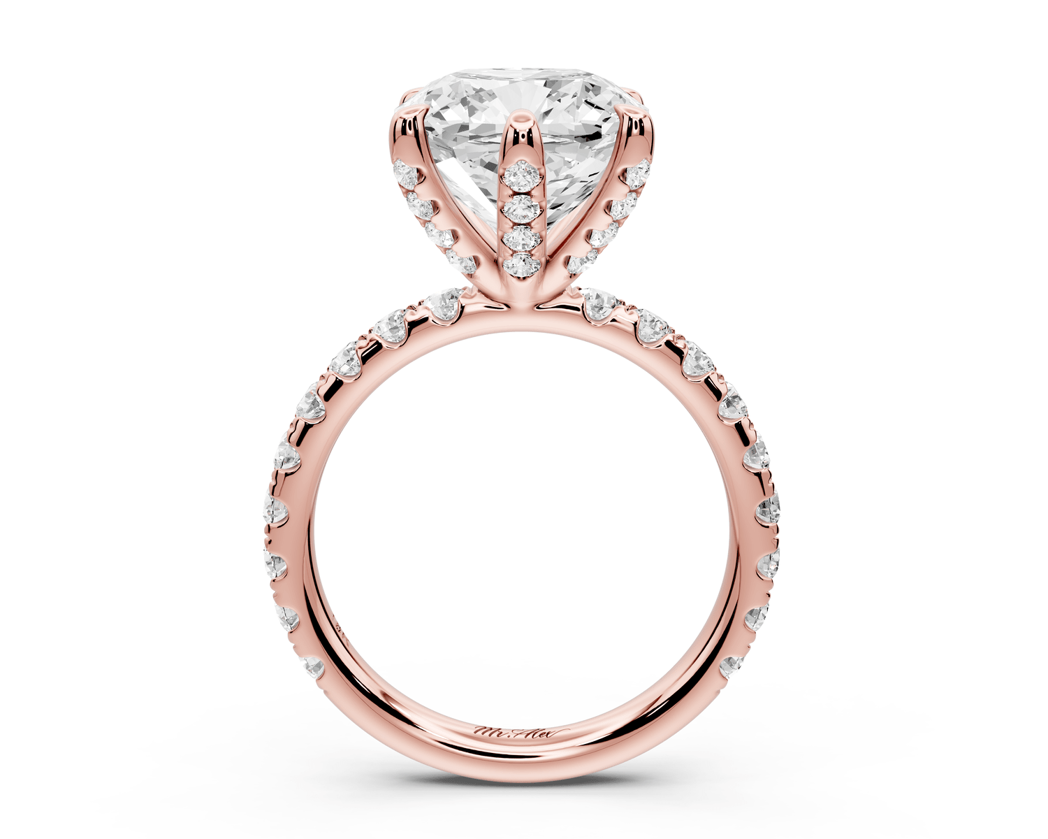 Elise - 5ct 18k rose gold cushion diamond 6 - Talon Prong Diamond Crown with Pavé Engagement Ring - Mr. Alex Jewelry