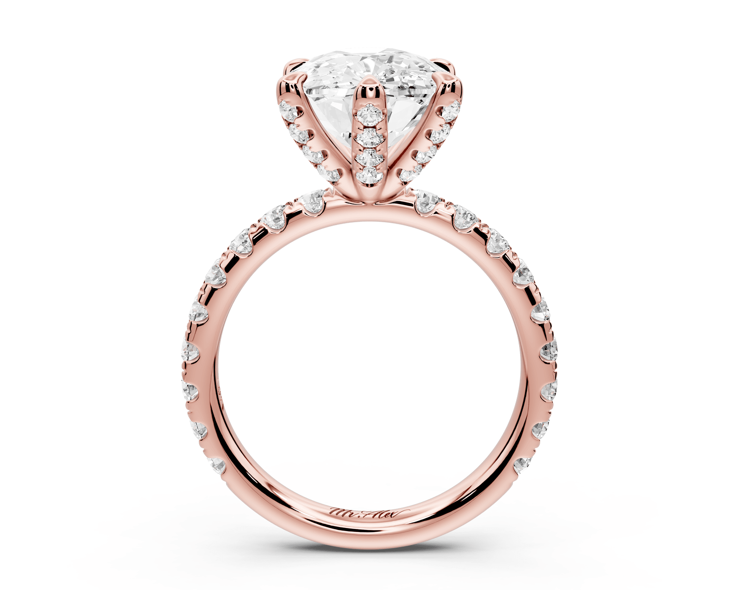 Elise - 5ct 18k rose gold ecushion diamond 6 - Talon Prong Diamond Crown with Pavé Engagement Ring - Mr. Alex Jewelry