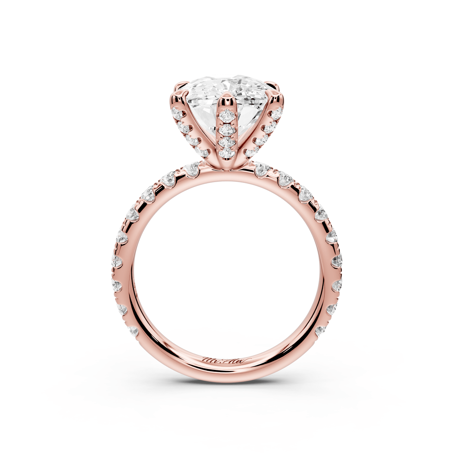 Elise - 5ct 18k rose gold ecushion diamond 6 - Talon Prong Diamond Crown with Pavé Engagement Ring - Mr. Alex Jewelry