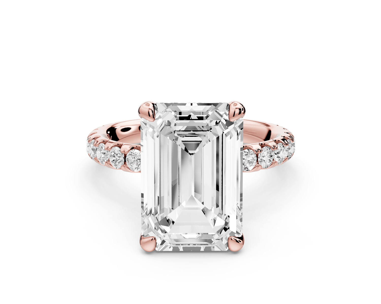 Elise - 5ct 18k rose gold emerald diamond 6 - Talon Prong Diamond Crown with Pavé Engagement Ring - Mr. Alex Jewelry