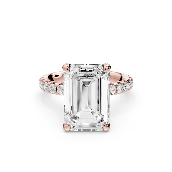 Elise - 5ct 18k rose gold emerald diamond 6 - Talon Prong Diamond Crown with Pavé Engagement Ring - Mr. Alex Jewelry