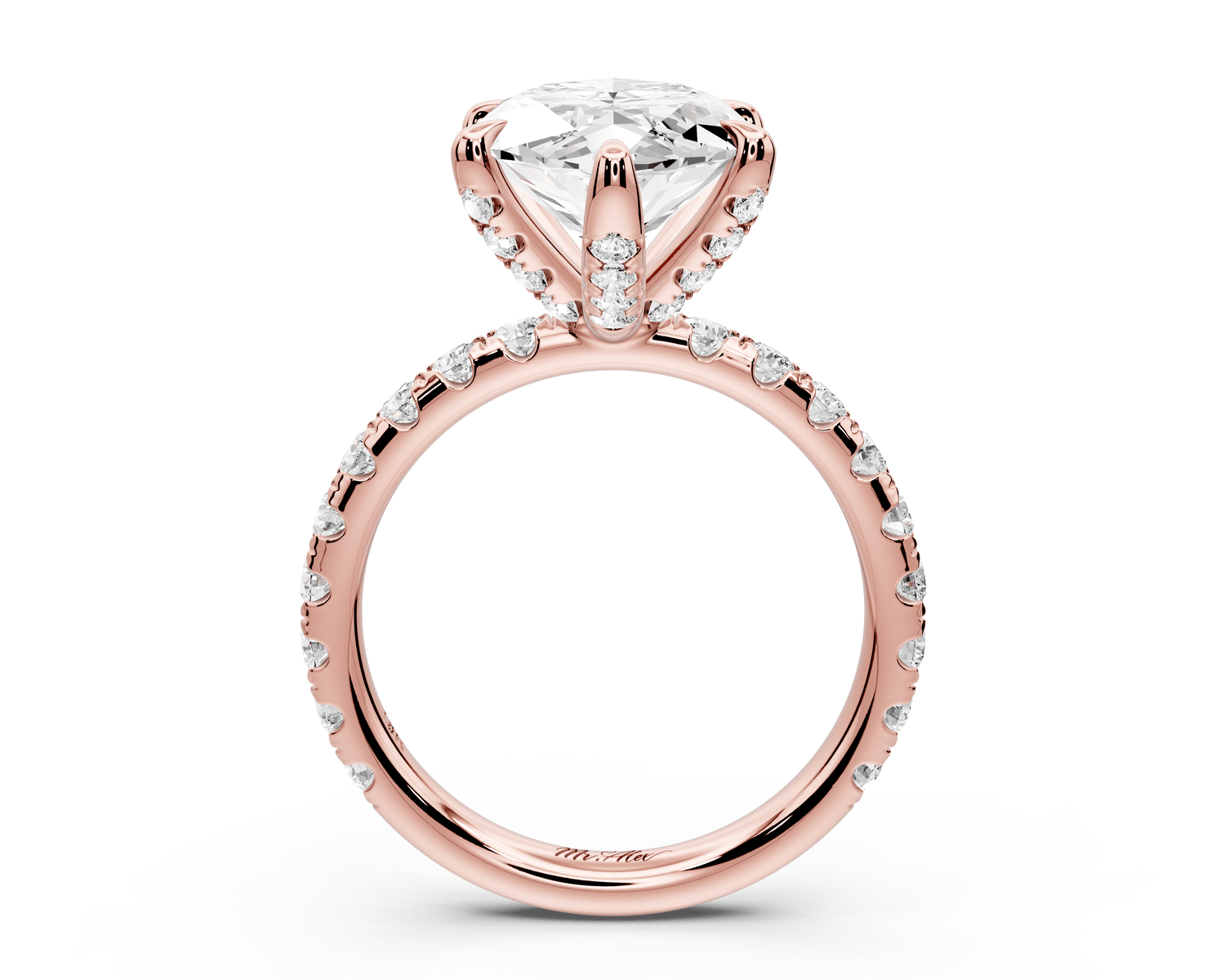 Elise - 5ct 18k rose gold marquise diamond 6 - Talon Prong Diamond Crown with Pavé Engagement Ring - Mr. Alex Jewelry