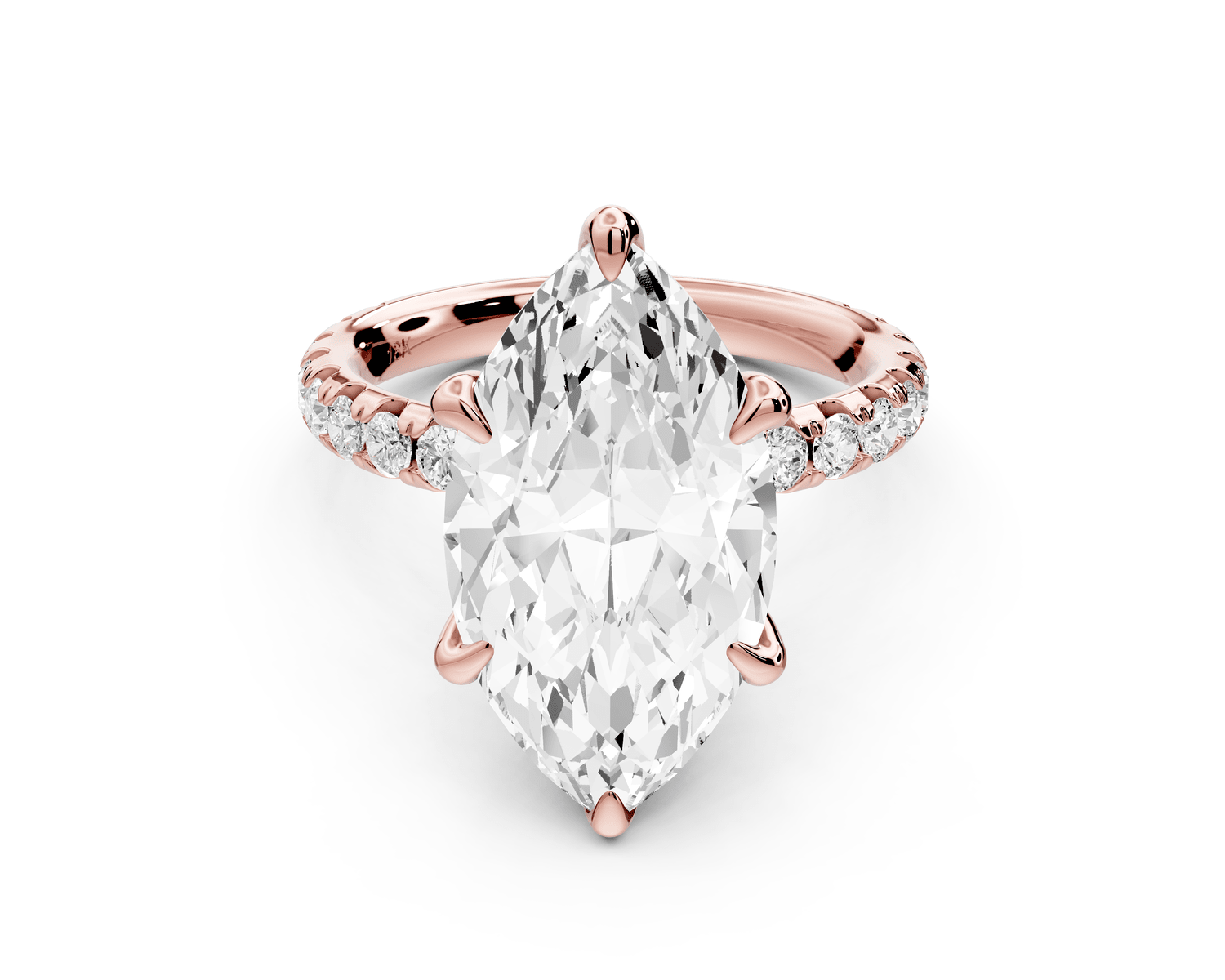Elise - 5ct 18k rose gold marquise diamond 6 - Talon Prong Diamond Crown with Pavé Engagement Ring - Mr. Alex Jewelry