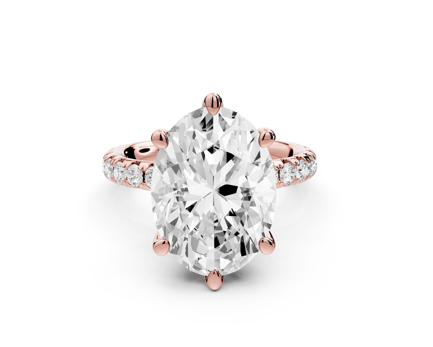 Elise - 5ct 18k rose gold oval diamond 6 - Talon Prong Diamond Crown with Pavé Engagement Ring - Mr. Alex Jewelry