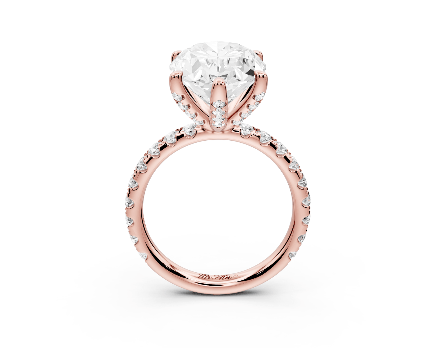 Elise - 5ct 18k rose gold oval diamond 6 - Talon Prong Diamond Crown with Pavé Engagement Ring - Mr. Alex Jewelry