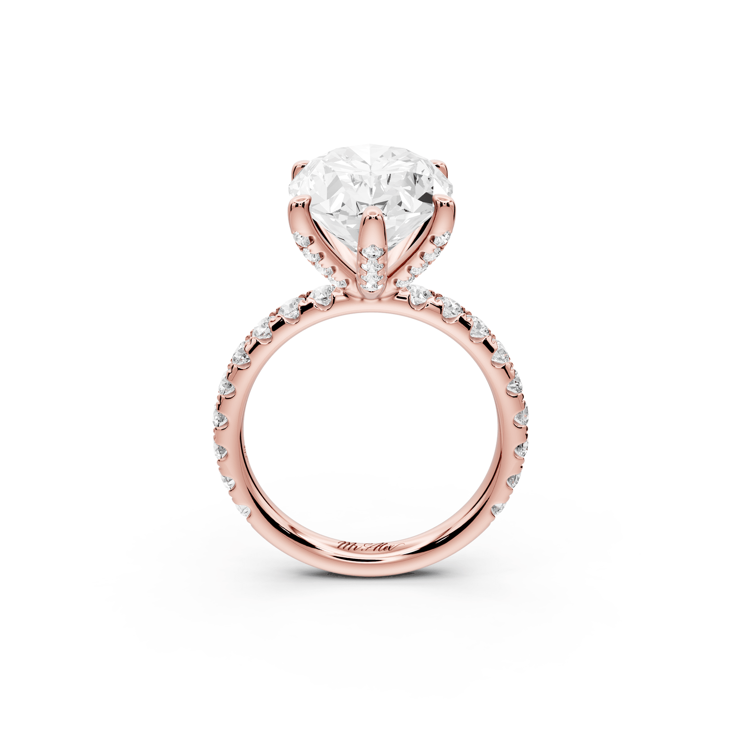Elise - 5ct 18k rose gold oval diamond 6 - Talon Prong Diamond Crown with Pavé Engagement Ring - Mr. Alex Jewelry