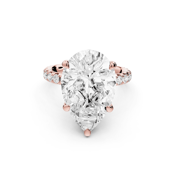 Elise - 5ct 18k rose gold pear diamond 6 - Talon Prong Diamond Crown with Pavé Engagement Ring - Mr. Alex Jewelry