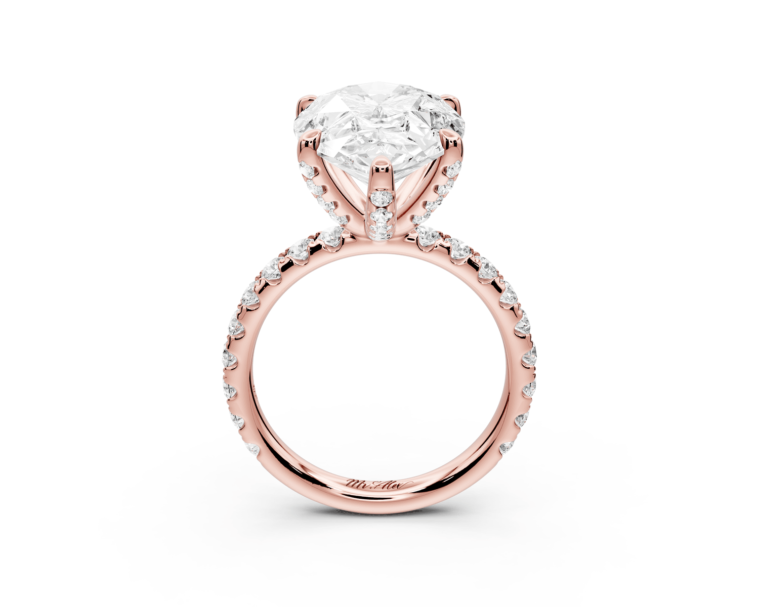 Elise - 5ct 18k rose gold pear diamond 6 - Talon Prong Diamond Crown with Pavé Engagement Ring - Mr. Alex Jewelry