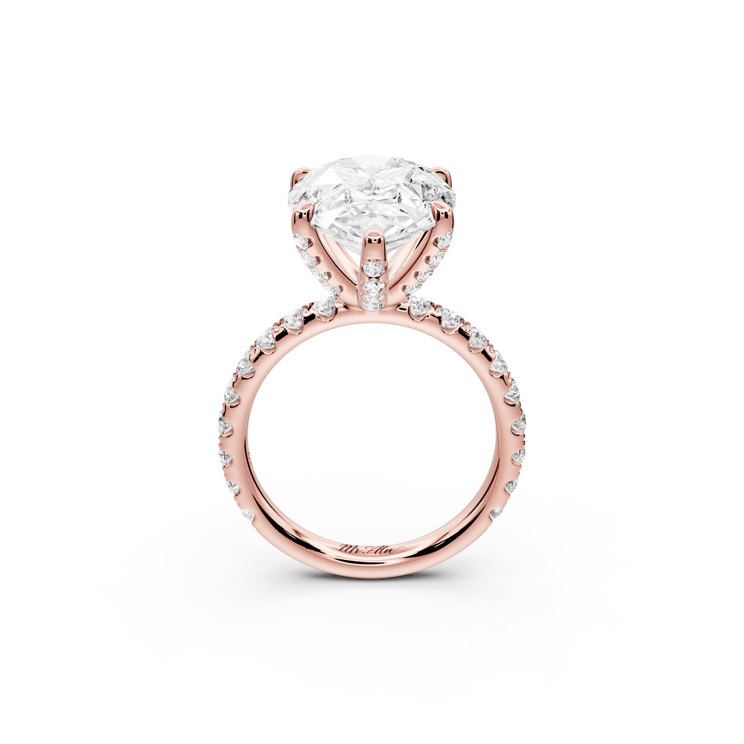 Elise - 5ct 18k rose gold pear diamond 6 - Talon Prong Diamond Crown with Pavé Engagement Ring - Mr. Alex Jewelry