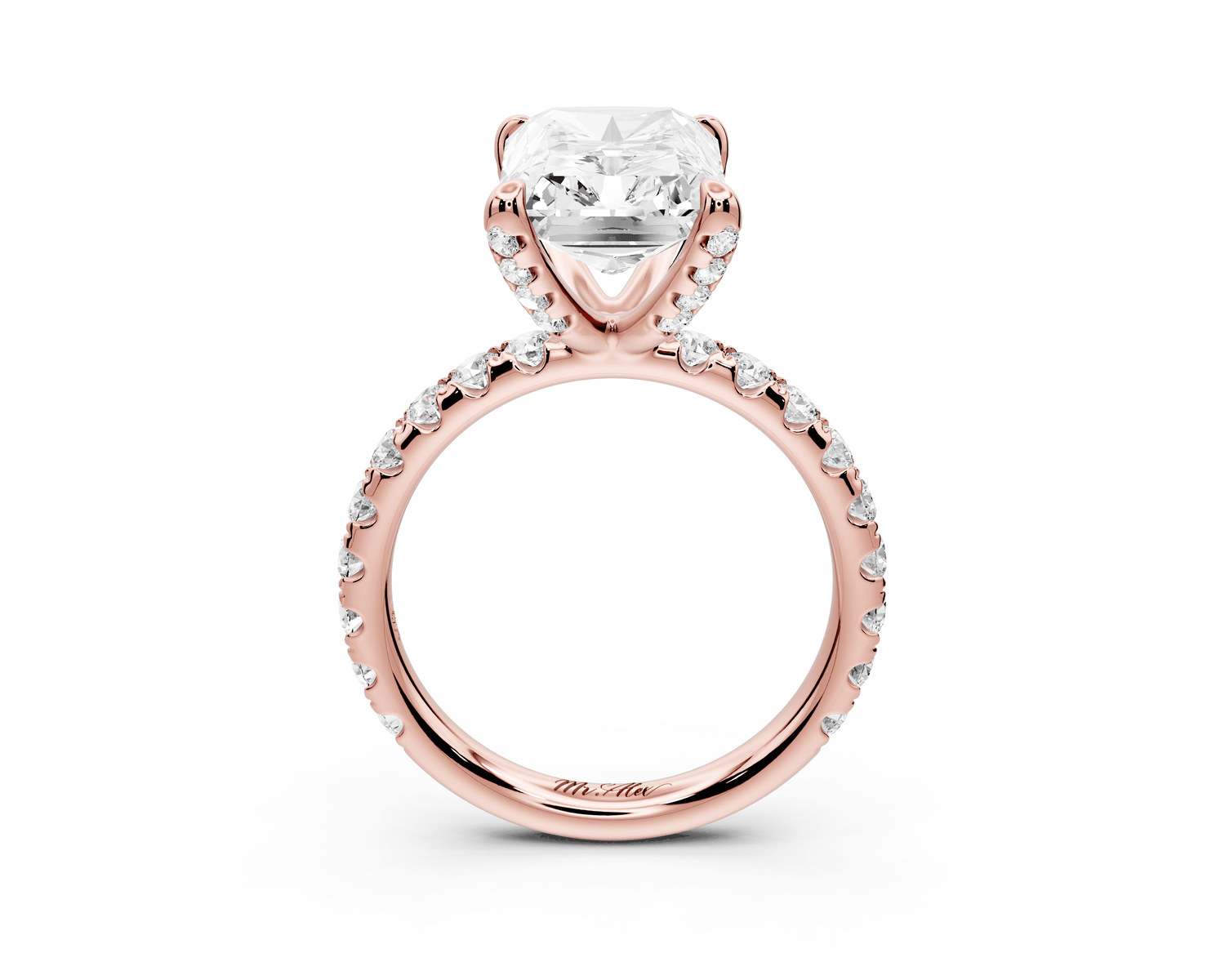 Elise - 5ct 18k rose gold radiant diamond 6 - Talon Prong Diamond Crown with Pavé Engagement Ring - Mr. Alex Jewelry