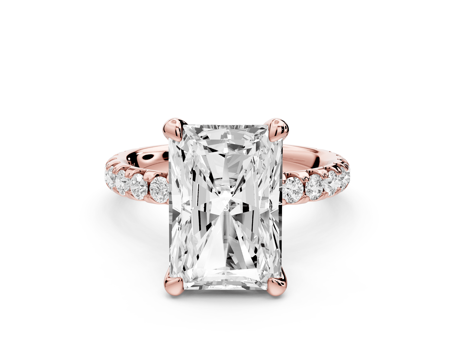Elise - 5ct 18k rose gold radiant diamond 6 - Talon Prong Diamond Crown with Pavé Engagement Ring - Mr. Alex Jewelry