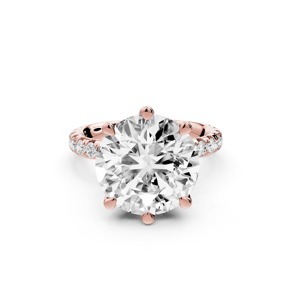 Elise - 5ct 18k rose gold round diamond 6 - Talon Prong Diamond Crown with Pavé Engagement Ring - Mr. Alex Jewelry