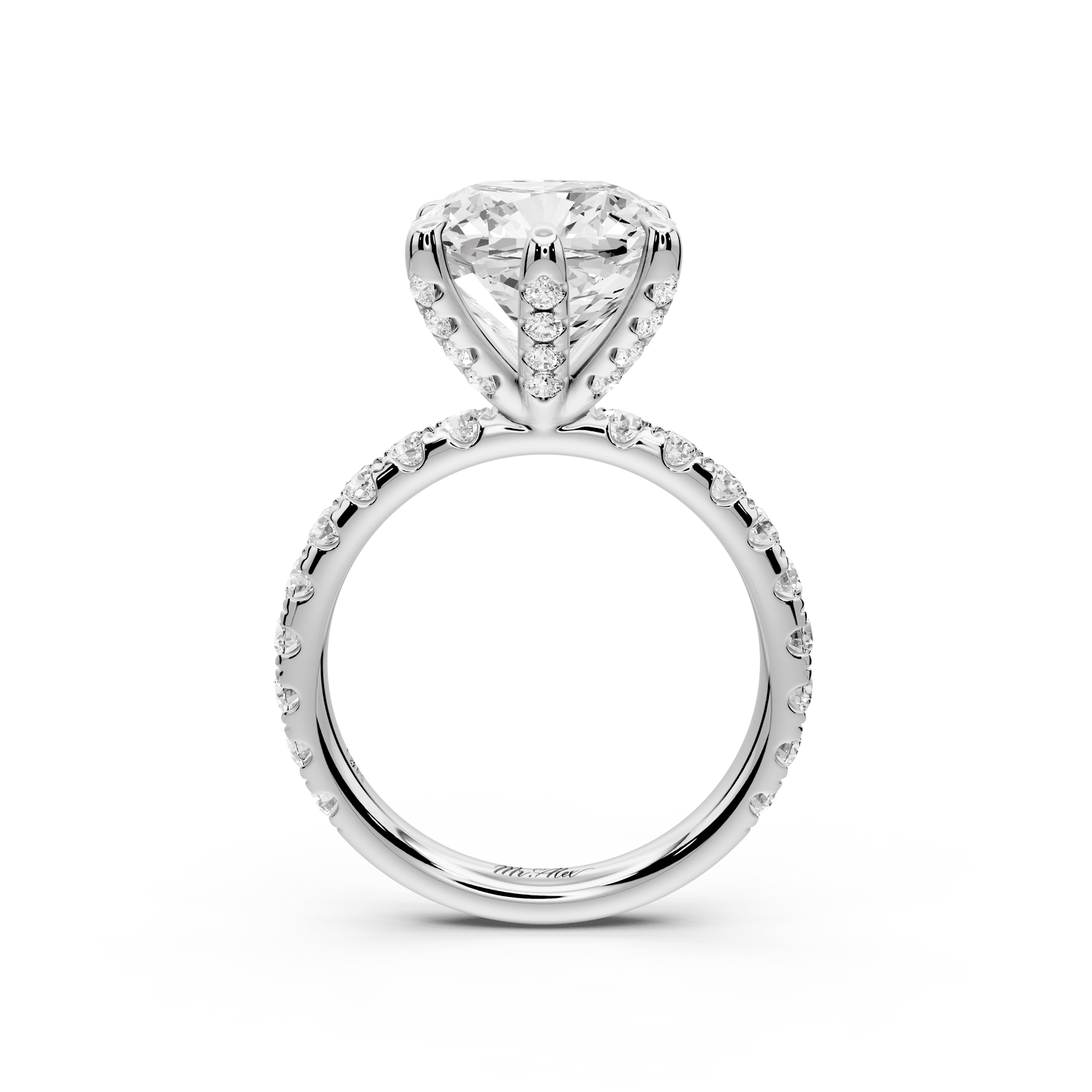 Elise - 5ct 18k white gold cushion diamond 6 - Talon Prong Diamond Crown with Pavé Engagement Ring - Mr. Alex Jewelry