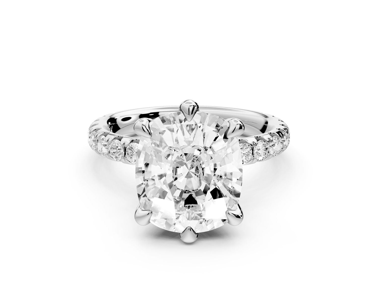 Elise - 5ct 18k white gold ecushion diamond 6 - Talon Prong Diamond Crown with Pavé Engagement Ring - Mr. Alex Jewelry