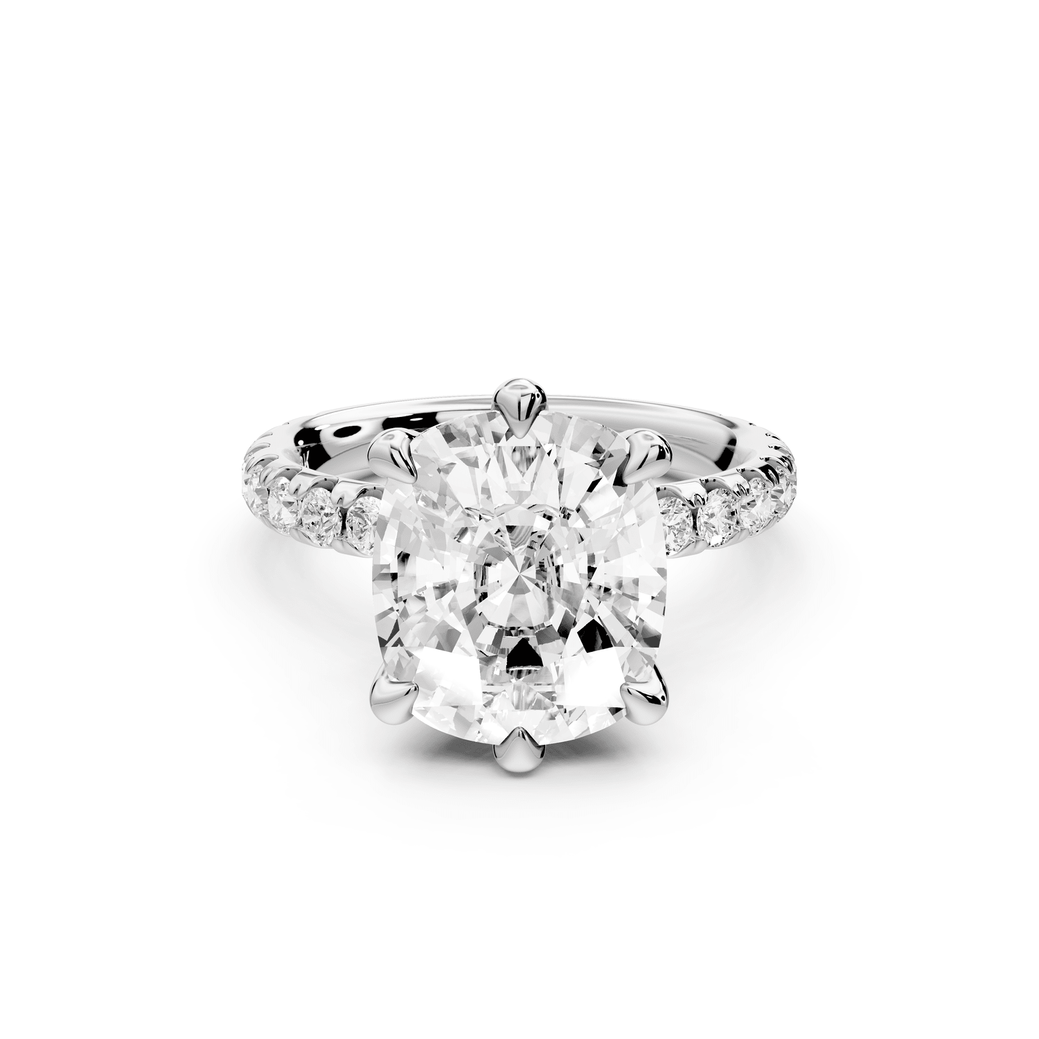 Elise - 5ct 18k white gold ecushion diamond 6 - Talon Prong Diamond Crown with Pavé Engagement Ring - Mr. Alex Jewelry