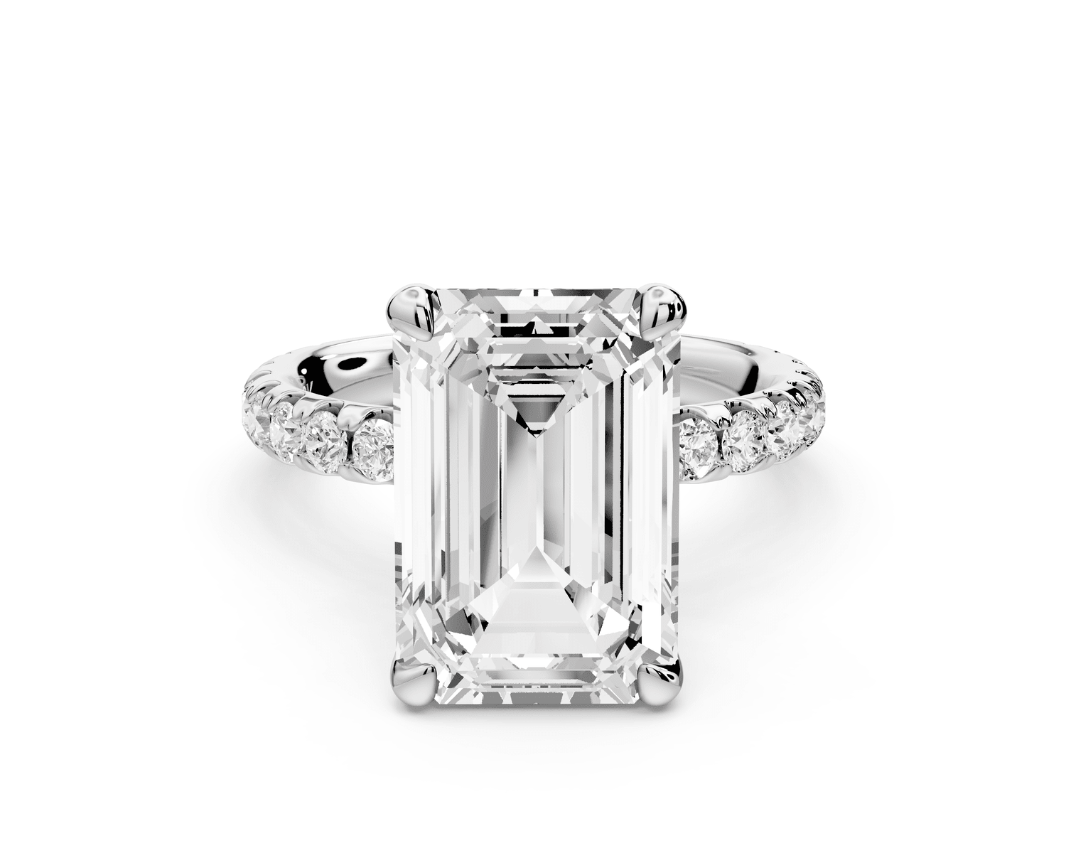 Elise - 5ct 18k white gold emerald diamond 6 - Talon Prong Diamond Crown with Pavé Engagement Ring - Mr. Alex Jewelry
