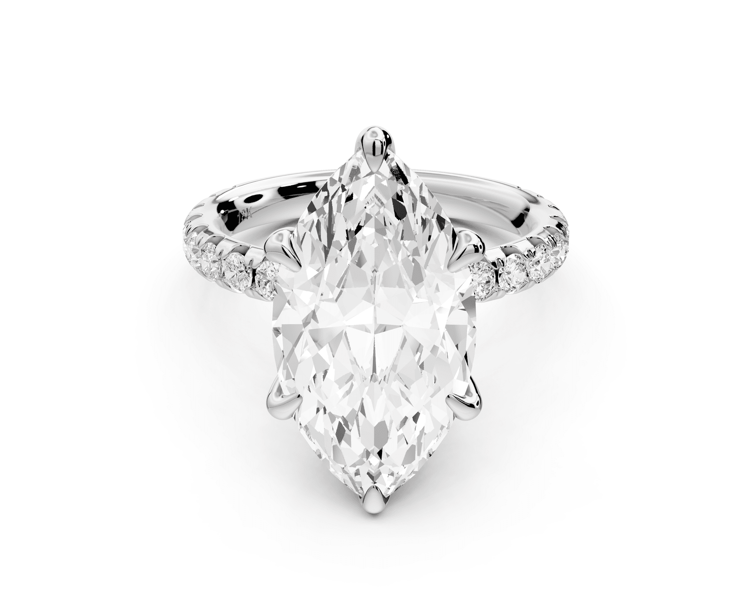 Elise - 5ct 18k white gold marquise diamond 6 - Talon Prong Diamond Crown with Pavé Engagement Ring - Mr. Alex Jewelry