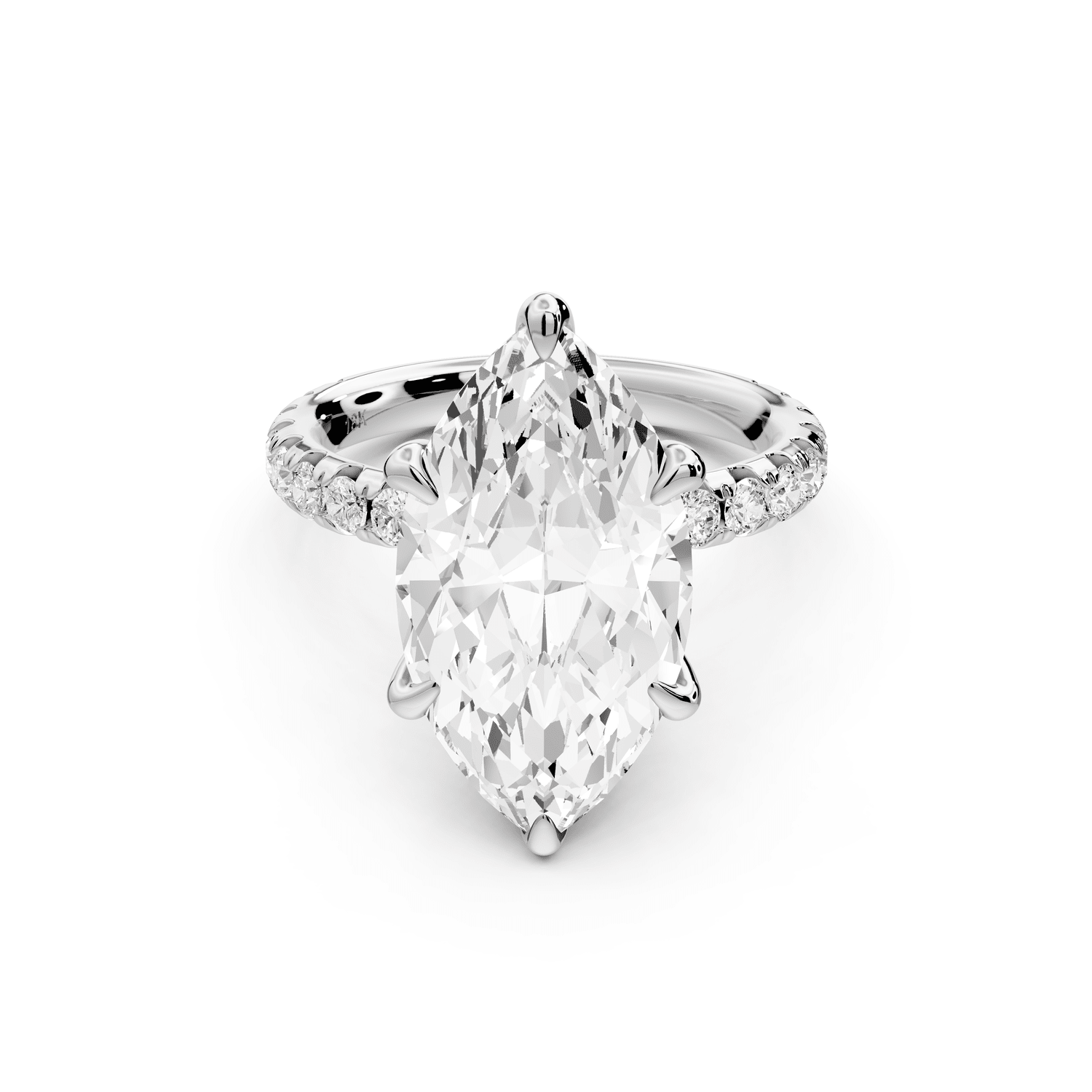 Elise - 5ct 18k white gold marquise diamond 6 - Talon Prong Diamond Crown with Pavé Engagement Ring - Mr. Alex Jewelry