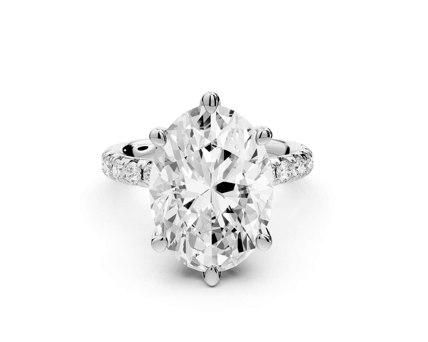 Elise - 5ct 18k white gold oval diamond 6 - Talon Prong Diamond Crown with Pavé Engagement Ring - Mr. Alex Jewelry