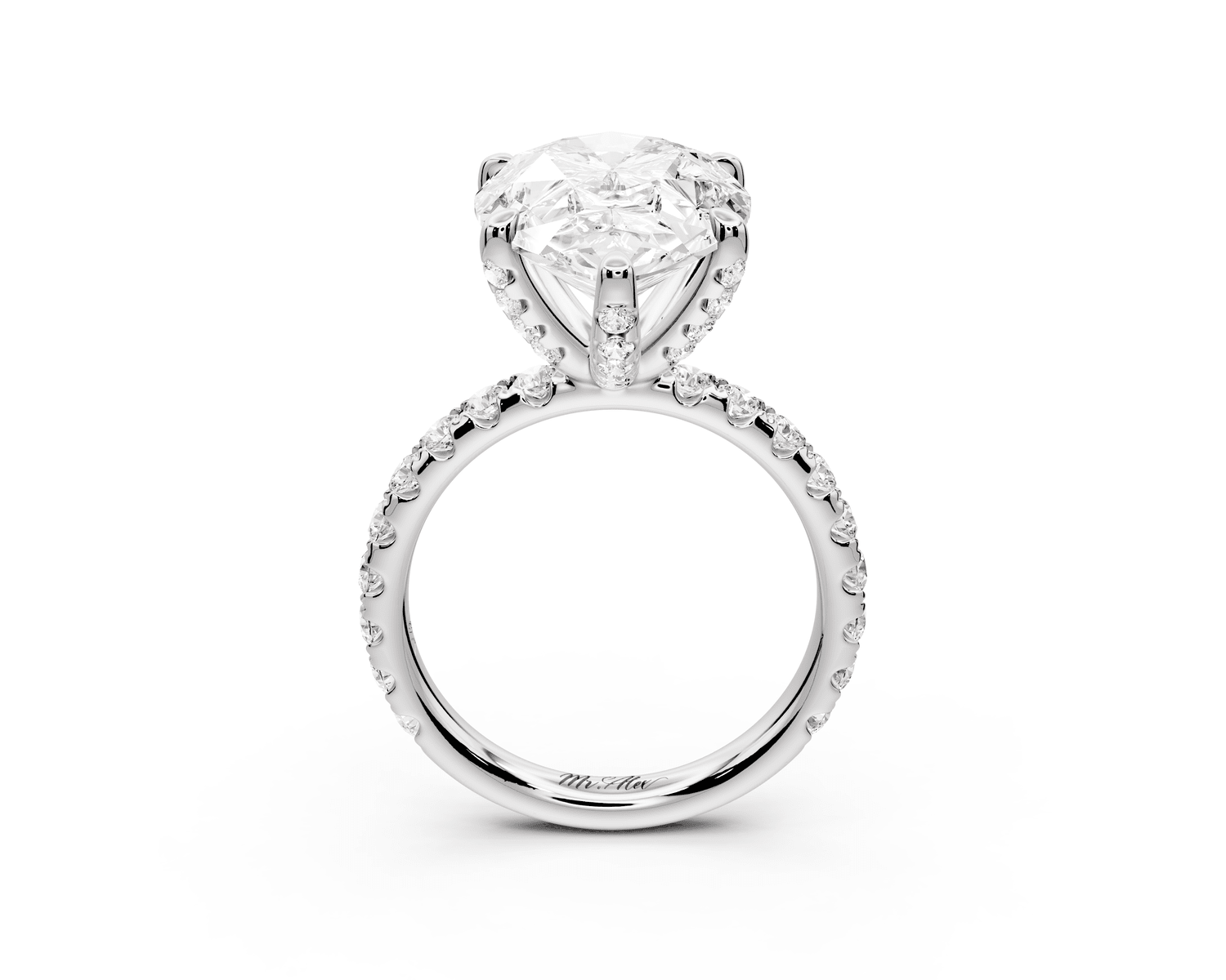 Elise - 5ct 18k white gold pear diamond 6 - Talon Prong Diamond Crown with Pavé Engagement Ring - Mr. Alex Jewelry