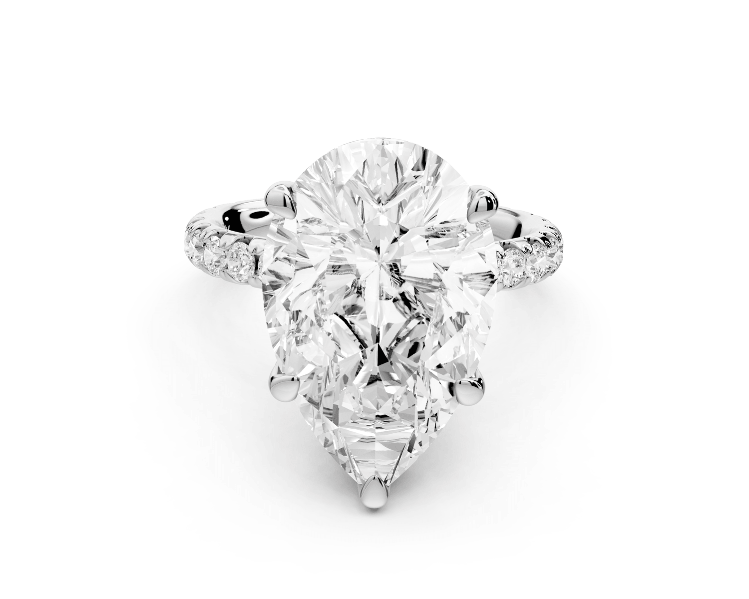 Elise - 5ct 18k white gold pear diamond 6 - Talon Prong Diamond Crown with Pavé Engagement Ring - Mr. Alex Jewelry