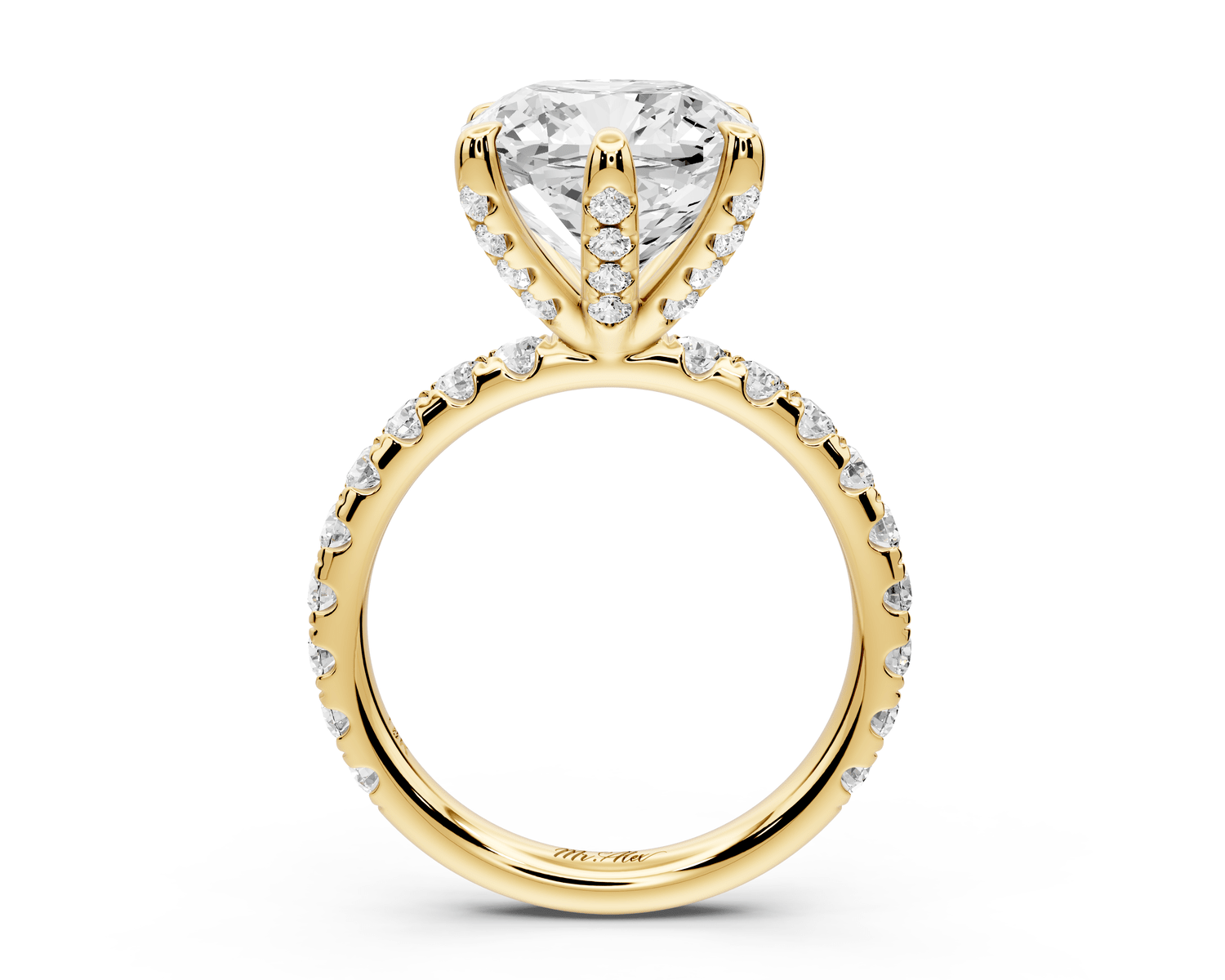 Elise - 5ct 18k yellow gold cushion diamond 6 - Talon Prong Diamond Crown with Pavé Engagement Ring - Mr. Alex Jewelry