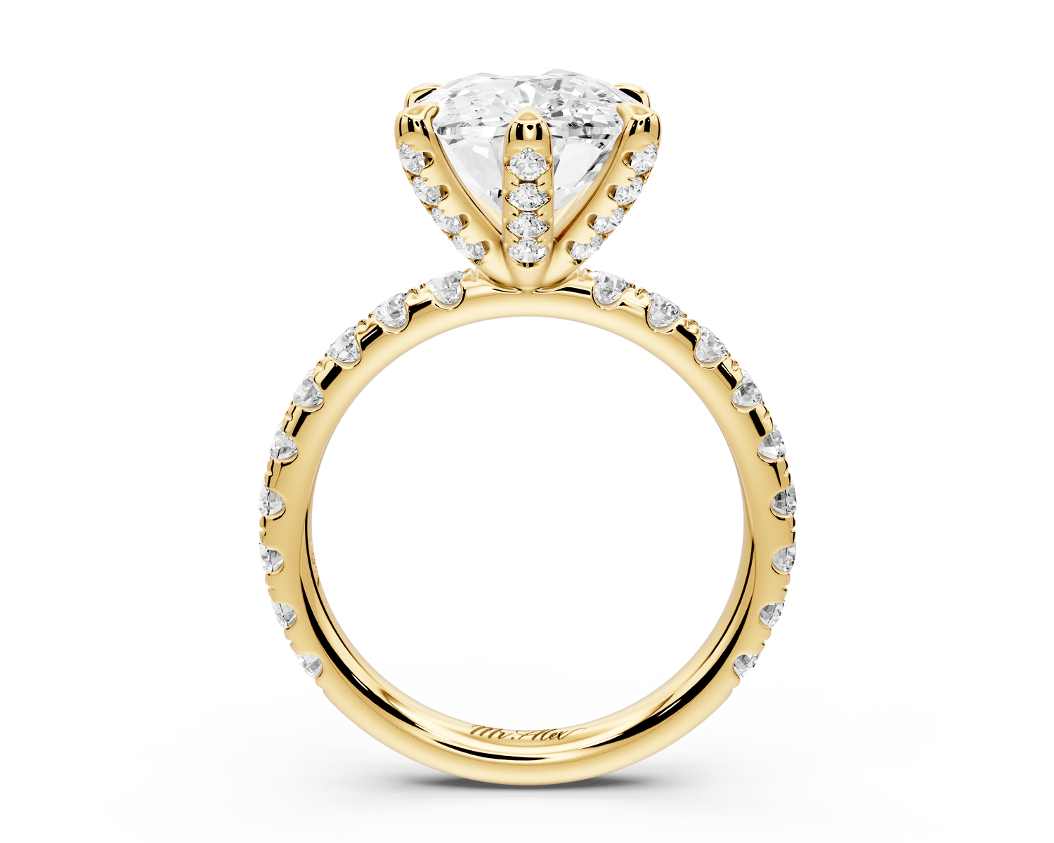 Elise - 5ct 18k yellow gold ecushion diamond 6 - Talon Prong Diamond Crown with Pavé Engagement Ring - Mr. Alex Jewelry