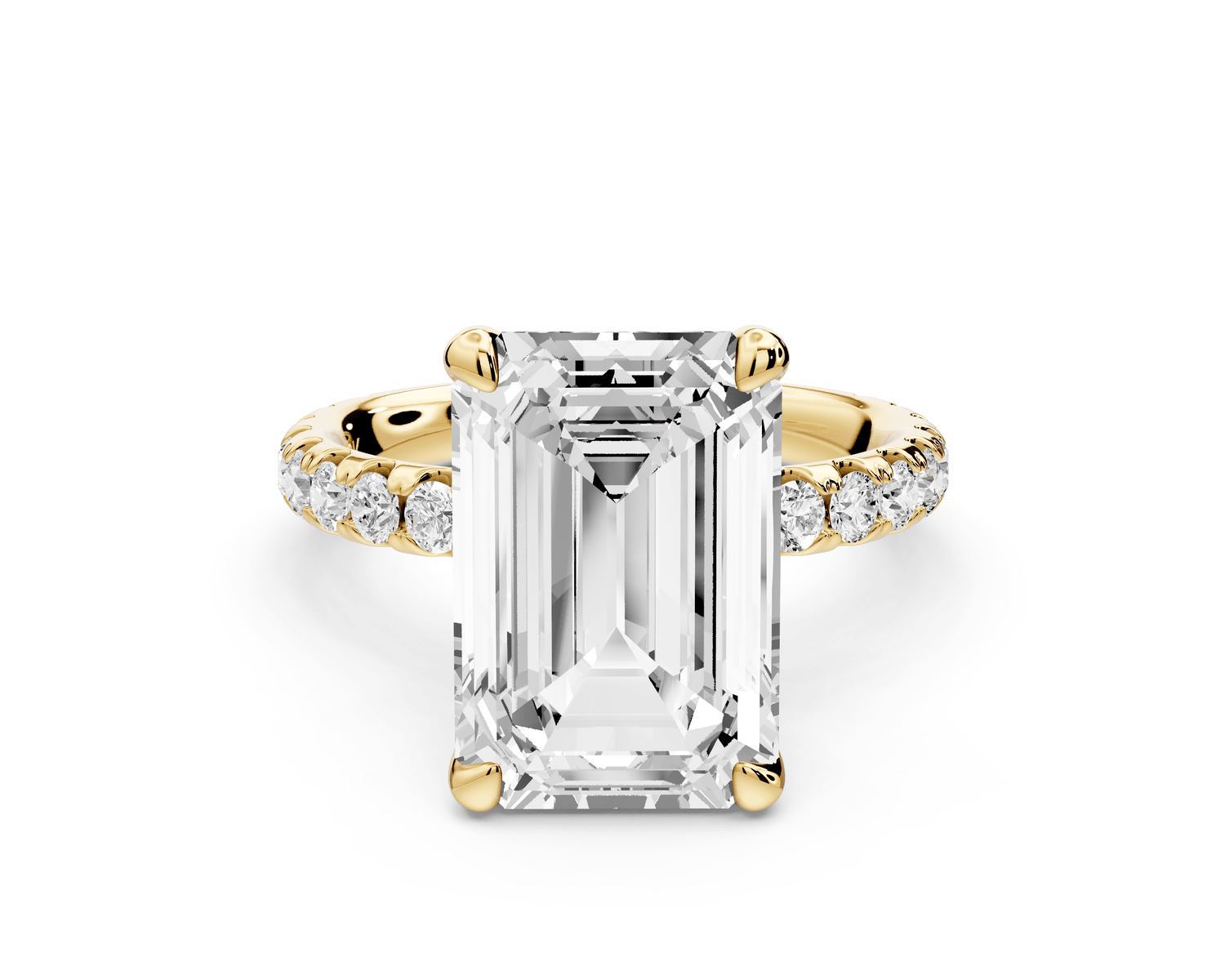 Elise - 5ct 18k yellow gold emerald diamond 6 - Talon Prong Diamond Crown with Pavé Engagement Ring - Mr. Alex Jewelry