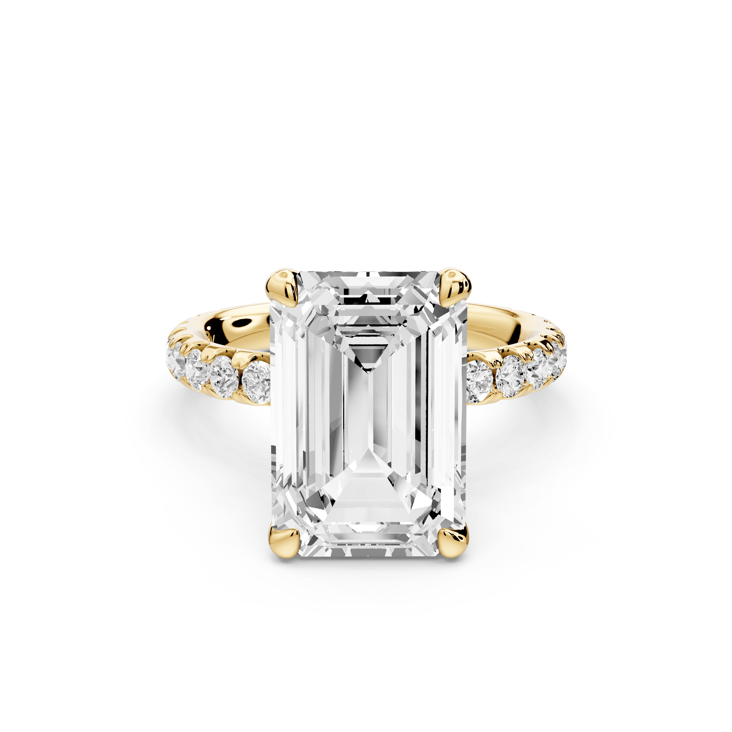 Elise - 5ct 18k yellow gold emerald diamond 6 - Talon Prong Diamond Crown with Pavé Engagement Ring - Mr. Alex Jewelry