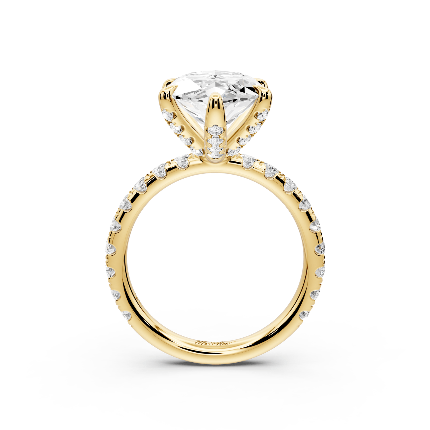 Elise - 5ct 18k yellow gold marquise diamond 6 - Talon Prong Diamond Crown with Pavé Engagement Ring - Mr. Alex Jewelry