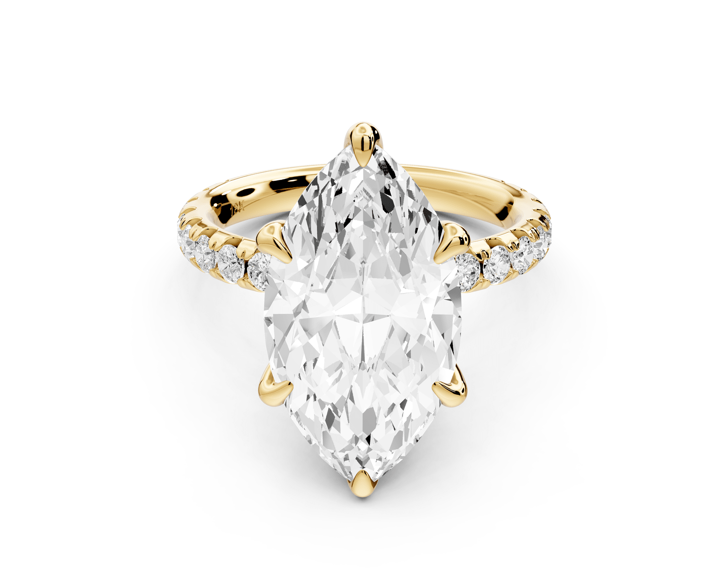 Elise - 5ct 18k yellow gold marquise diamond 6 - Talon Prong Diamond Crown with Pavé Engagement Ring - Mr. Alex Jewelry