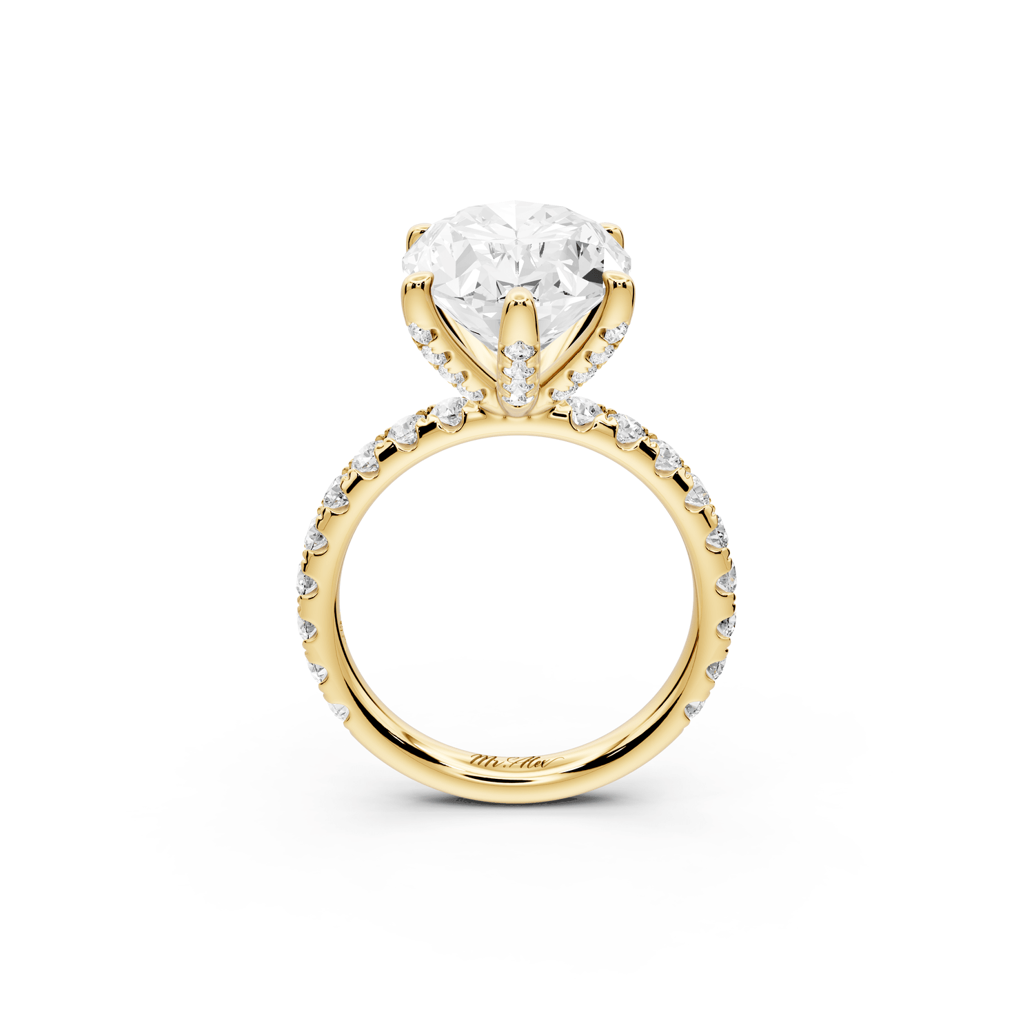 Elise - 5ct 18k yellow gold oval diamond 6 - Talon Prong Diamond Crown with Pavé Engagement Ring - Mr. Alex Jewelry