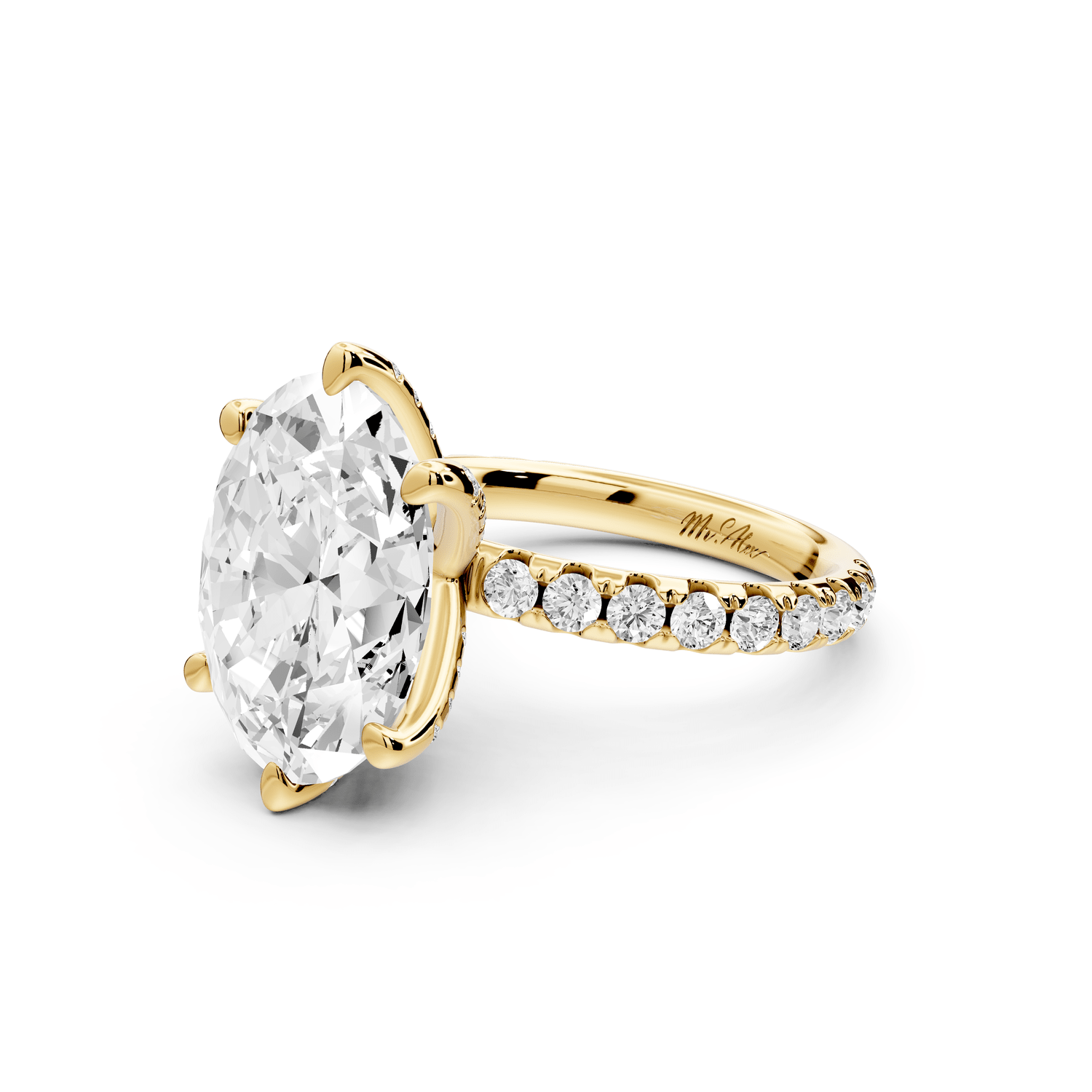 Elise - 5ct 18k yellow gold oval diamond 6 - Talon Prong Diamond Crown with Pavé Engagement Ring - Mr. Alex Jewelry