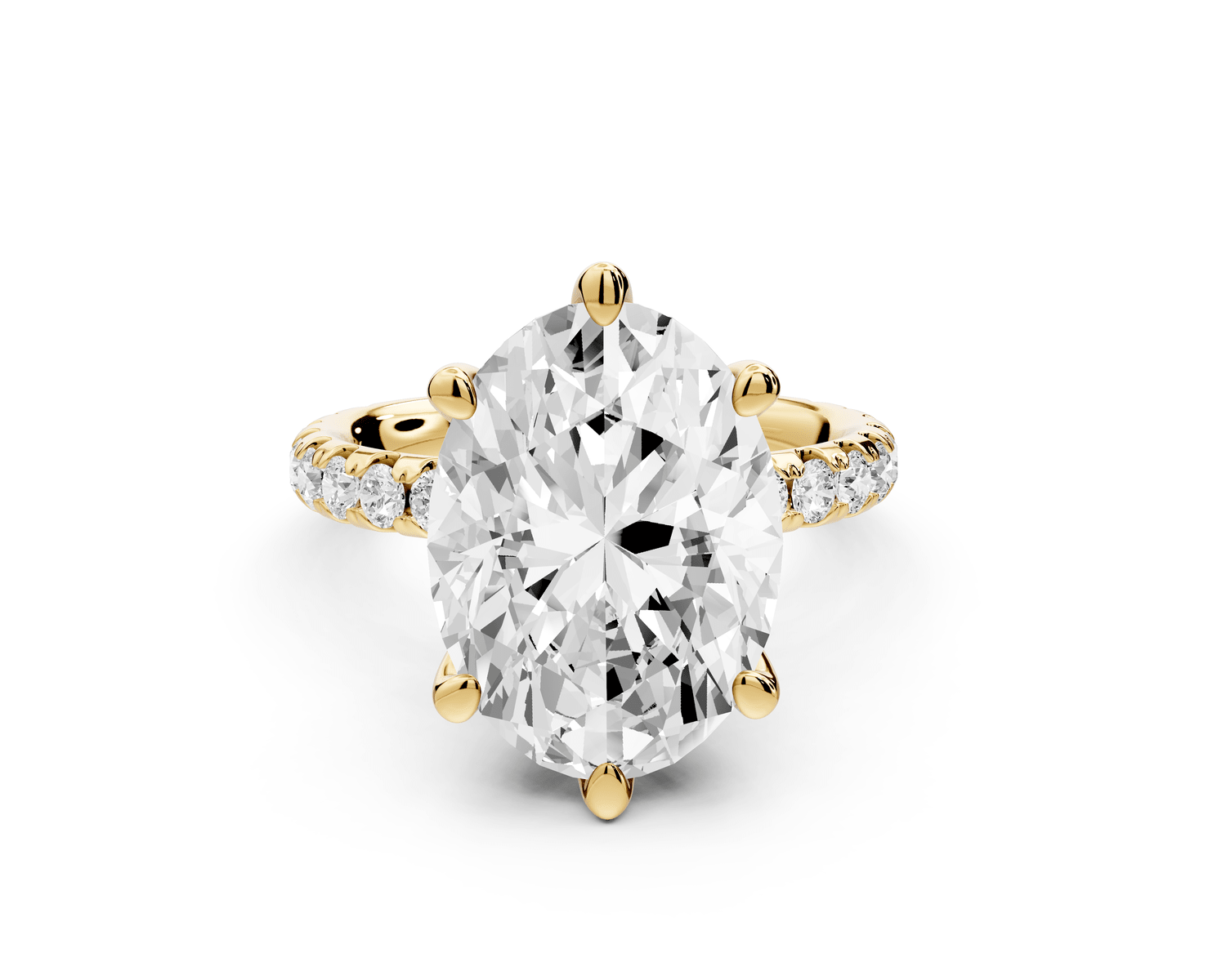 Elise - 5ct 18k yellow gold oval diamond 6 - Talon Prong Diamond Crown with Pavé Engagement Ring - Mr. Alex Jewelry