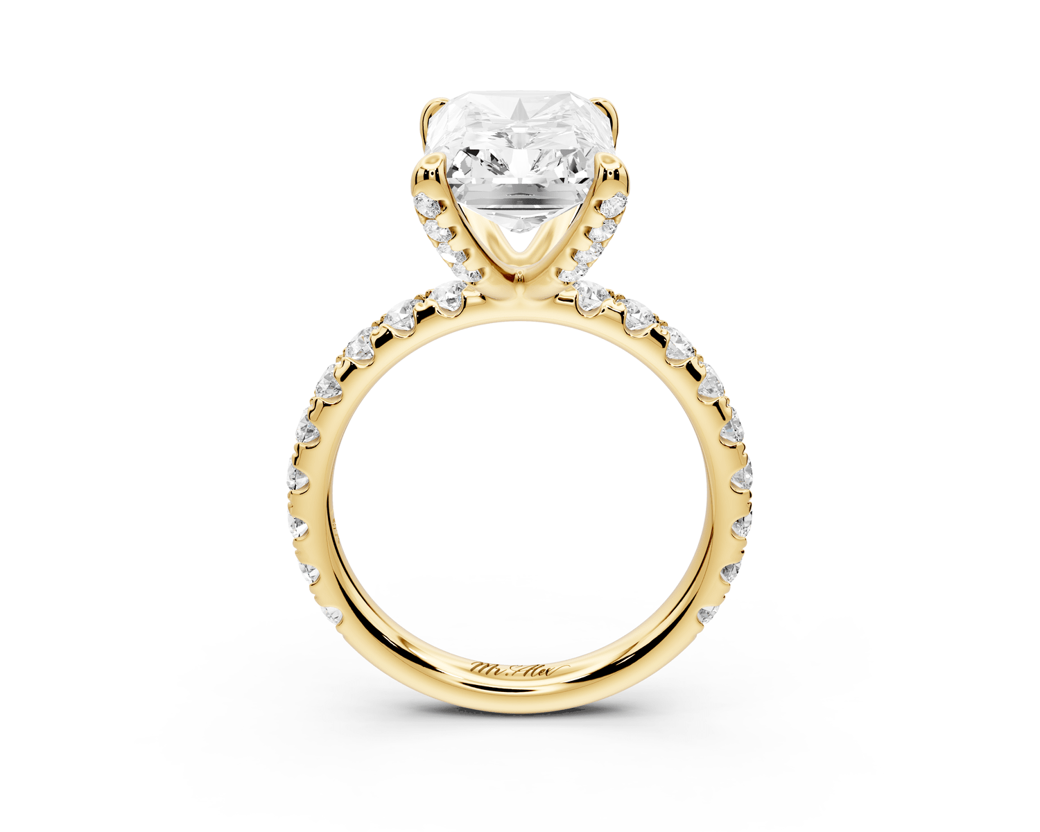 Elise - 5ct 18k yellow gold radiant diamond 6 - Talon Prong Diamond Crown with Pavé Engagement Ring - Mr. Alex Jewelry