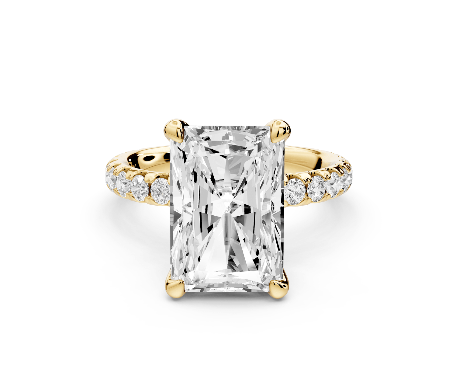 Elise - 5ct 18k yellow gold radiant diamond 6 - Talon Prong Diamond Crown with Pavé Engagement Ring - Mr. Alex Jewelry