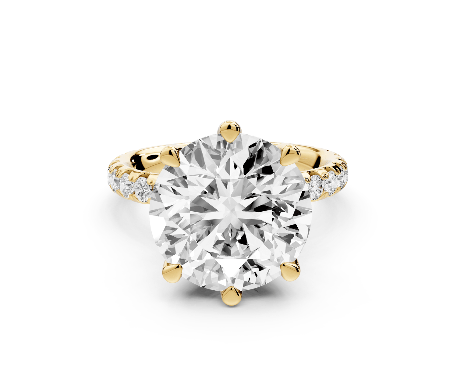 Elise - 5ct 18k yellow gold round diamond 6 - Talon Prong Diamond Crown with Pavé Engagement Ring - Mr. Alex Jewelry