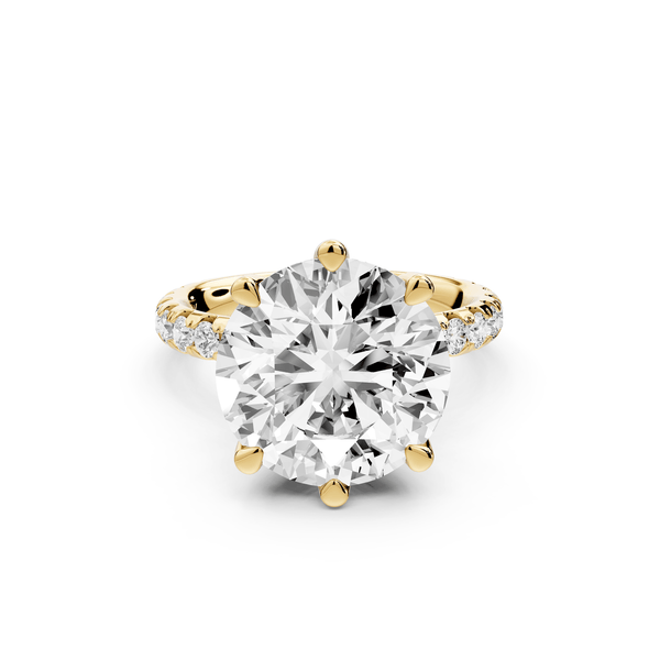 Elise - 5ct 18k yellow gold round diamond 6 - Talon Prong Diamond Crown with Pavé Engagement Ring - Mr. Alex Jewelry